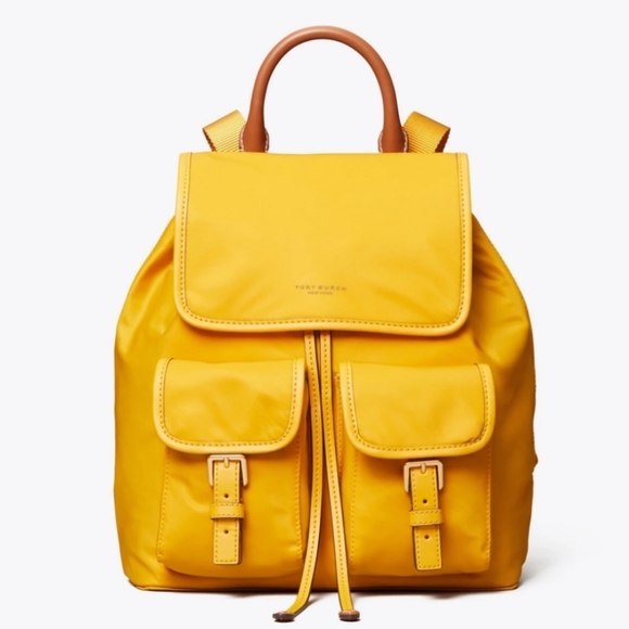 ‼SOLD‼ Tory Burch Perry Flap Yellow Backpack - Picture 2 of 7